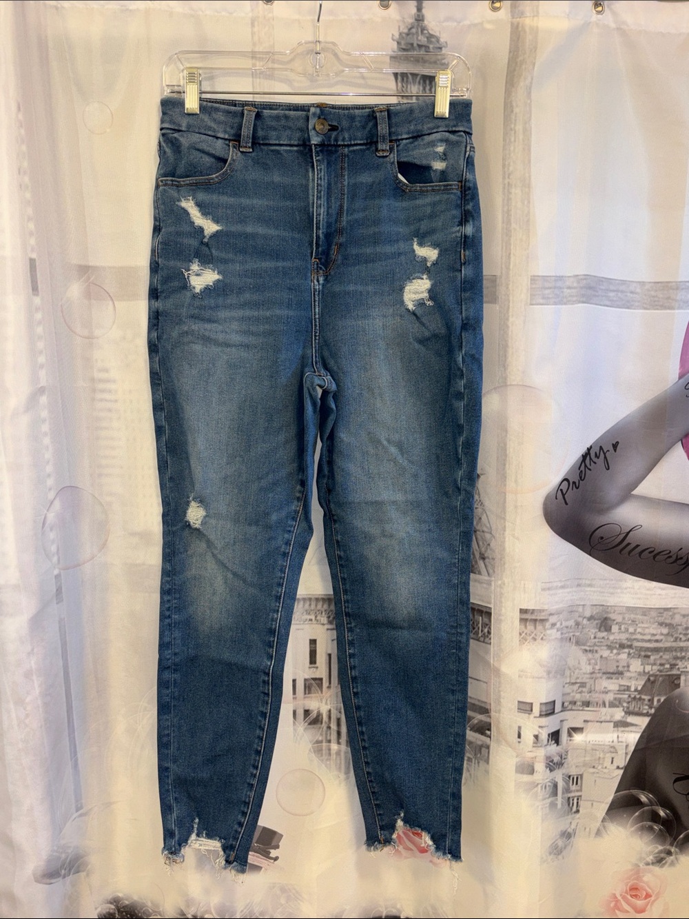American Eagle Curvy Highest Rise Distressed Jeggings